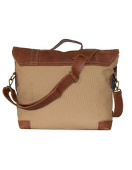 Luvsa LS-MS085 Steady Canvas Bag with Full Grain Leather Vintage Flap