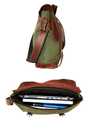 Luvsa LS-MS085 Steady Canvas Bag with Full Grain Leather Vintage Flap