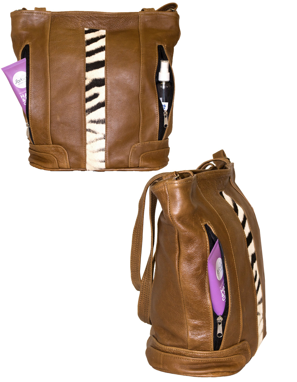 Luvsa LSTJ117 Genuine Leather Buck Skin Tote Bag