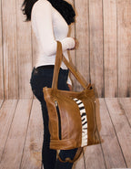 Luvsa LSTJ117 Genuine Leather Buck Skin Tote Bag