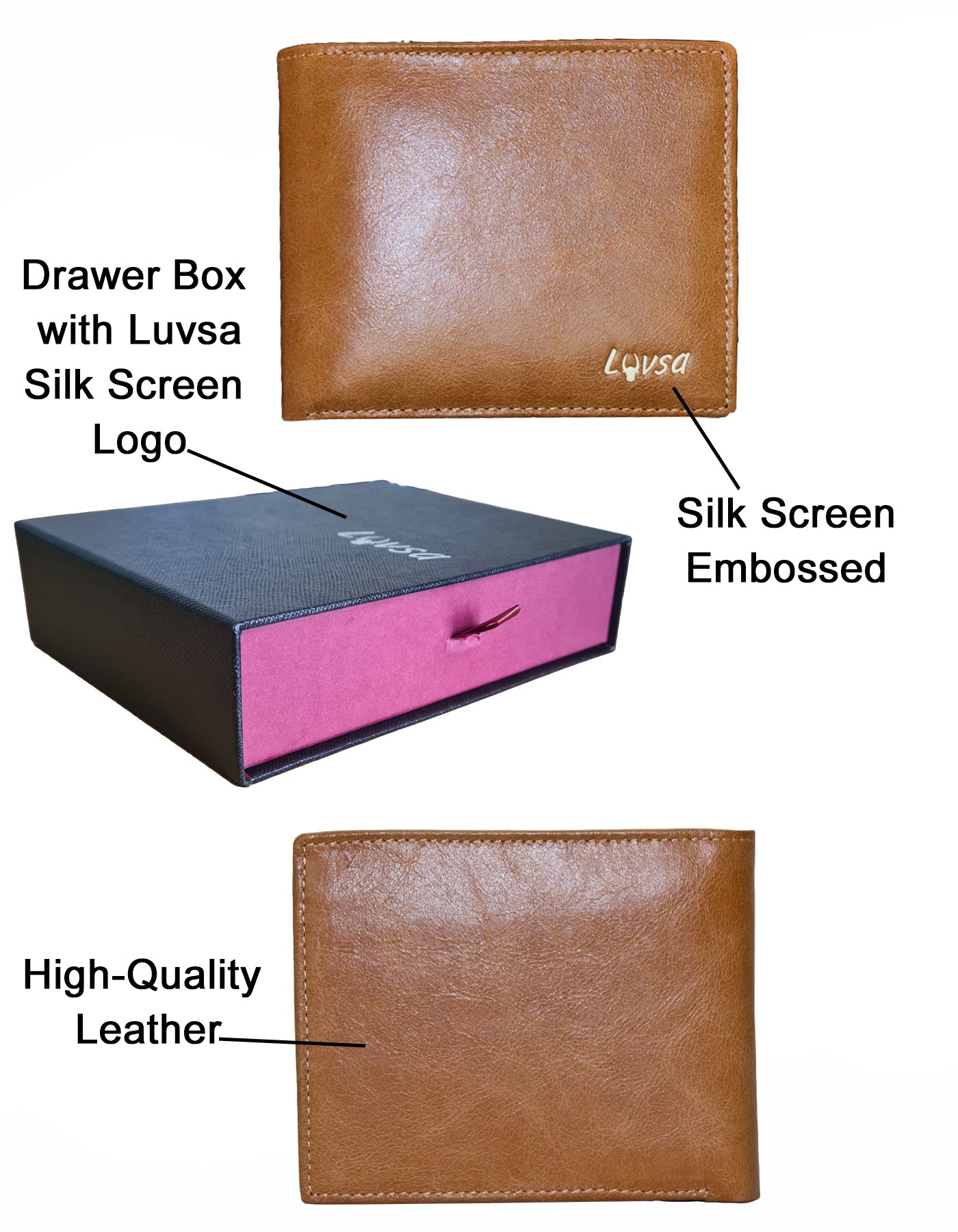 Luvsa LU-2201 Full Grain Genuine Leather Wallet with Box