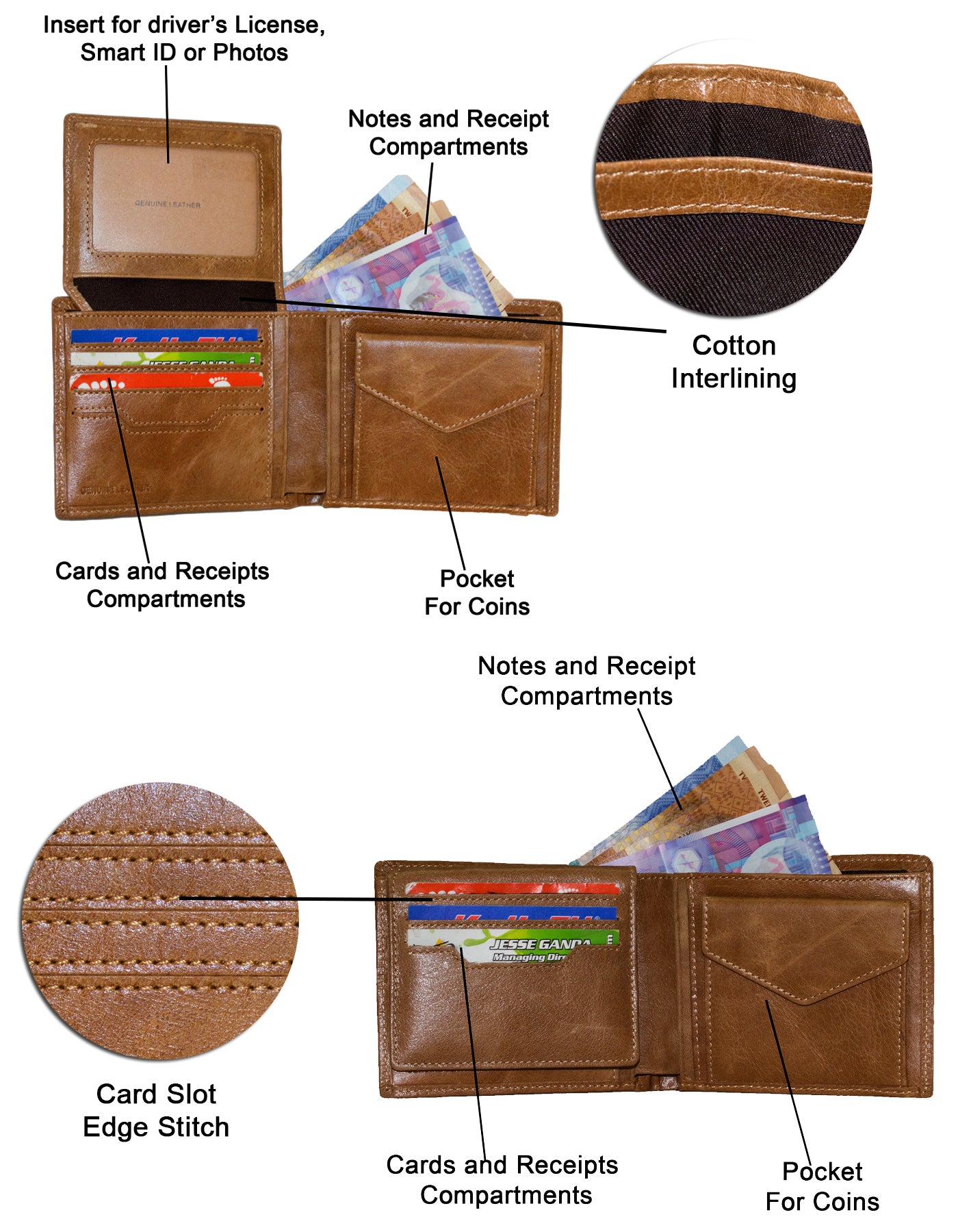 Luvsa LU-2201 Full Grain Genuine Leather Wallet with Box