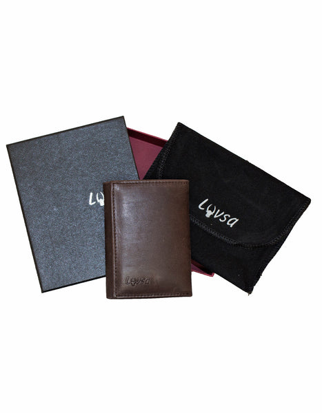 Luvsa LU-2203 Full Grain Genuine Leather Trifold Wallet with Box
