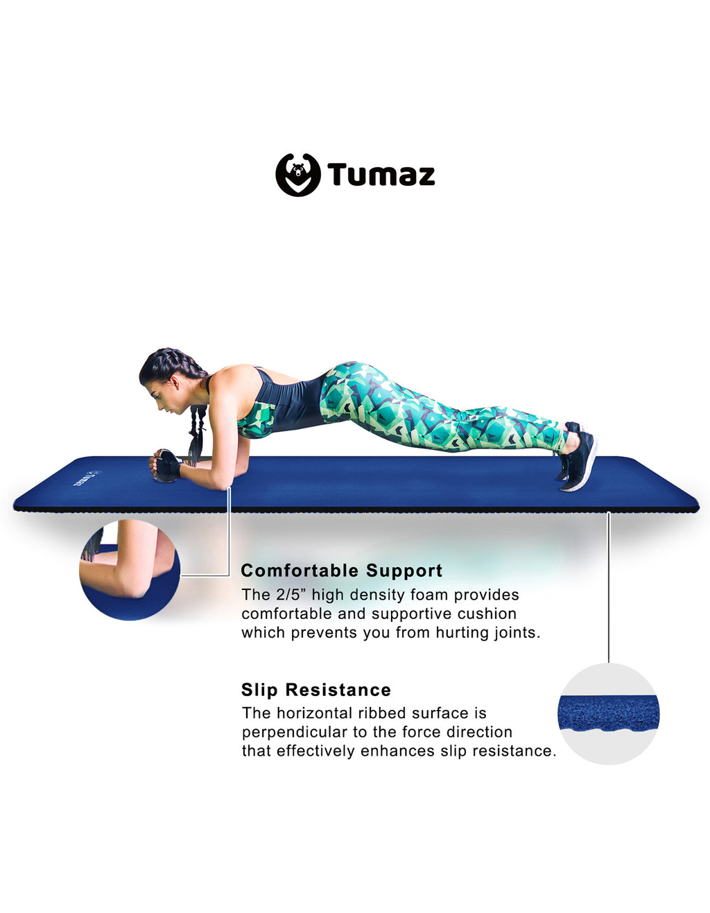 Exercise Mat Timu Tumaz NBR01 10mm Thick all in 1 Anti-Tear Exercise Mat with Carrying S ...