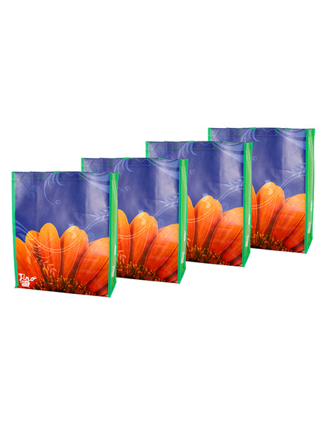 Fino SK-PP01 Glossy Eco-Friendly Set of 4 Reusable Shopping Bag - Sunflower
