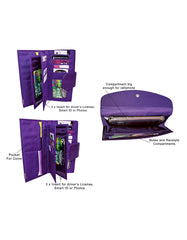 Fino RF-054+HT-310 Heart Printed Clutch Bag & Heart Printed Purse Set- Purple