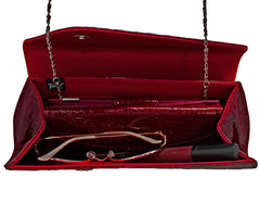Fino RF-05+HT-310 Heart Printed Clutch Bag & Heart Printed Purse Set- Red