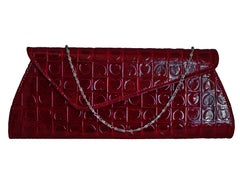 Fino RF-05 Faux Leather Patent Heart Design Clutch Bag with Chain