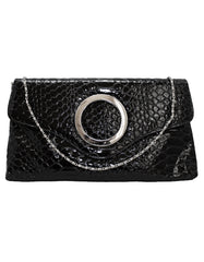 Fino RF-06 Faux Patent Crocodile Faux Leather Clutch Bag with Chain