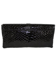 Fino RF-07 Faux Patent Crocodile Faux Leather Clutch Bag with Chain and Twist Lock