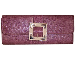 Fino RF-08 Faux Crocodile Patent Leather Buckle Clutch Bag with Chain