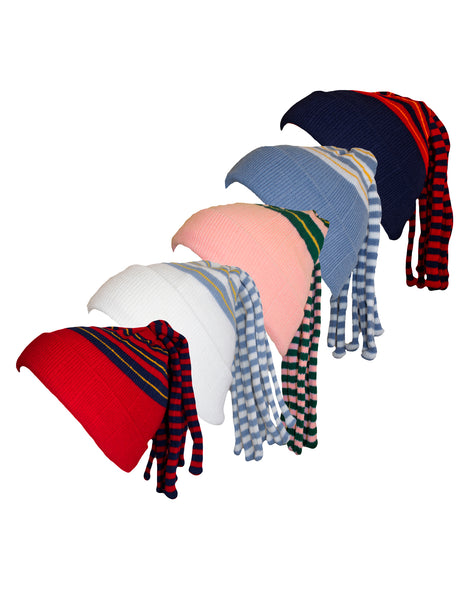 Fino KNC-321 Girls Knitted Value Pack Beanies with Tassel Ponytail - Set of 5