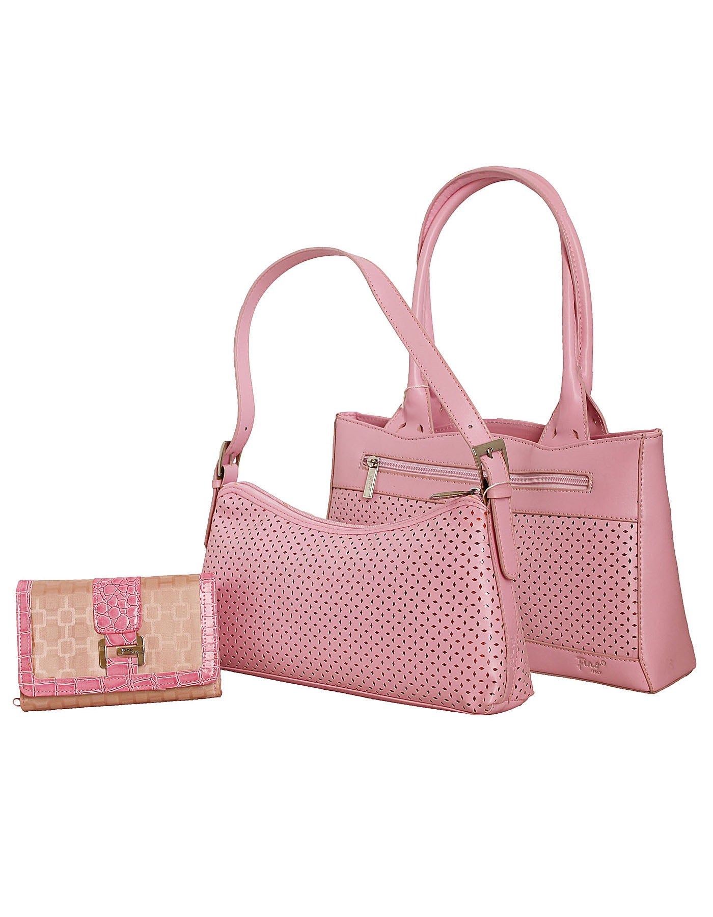 Fino SK-481PK+482+A30-093 Faux Leather Value Pink Shoulder Bag & Purse Set