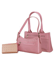 Fino SK-481PK+482+A30-093 Faux Leather Value Pink Shoulder Bag & Purse Set