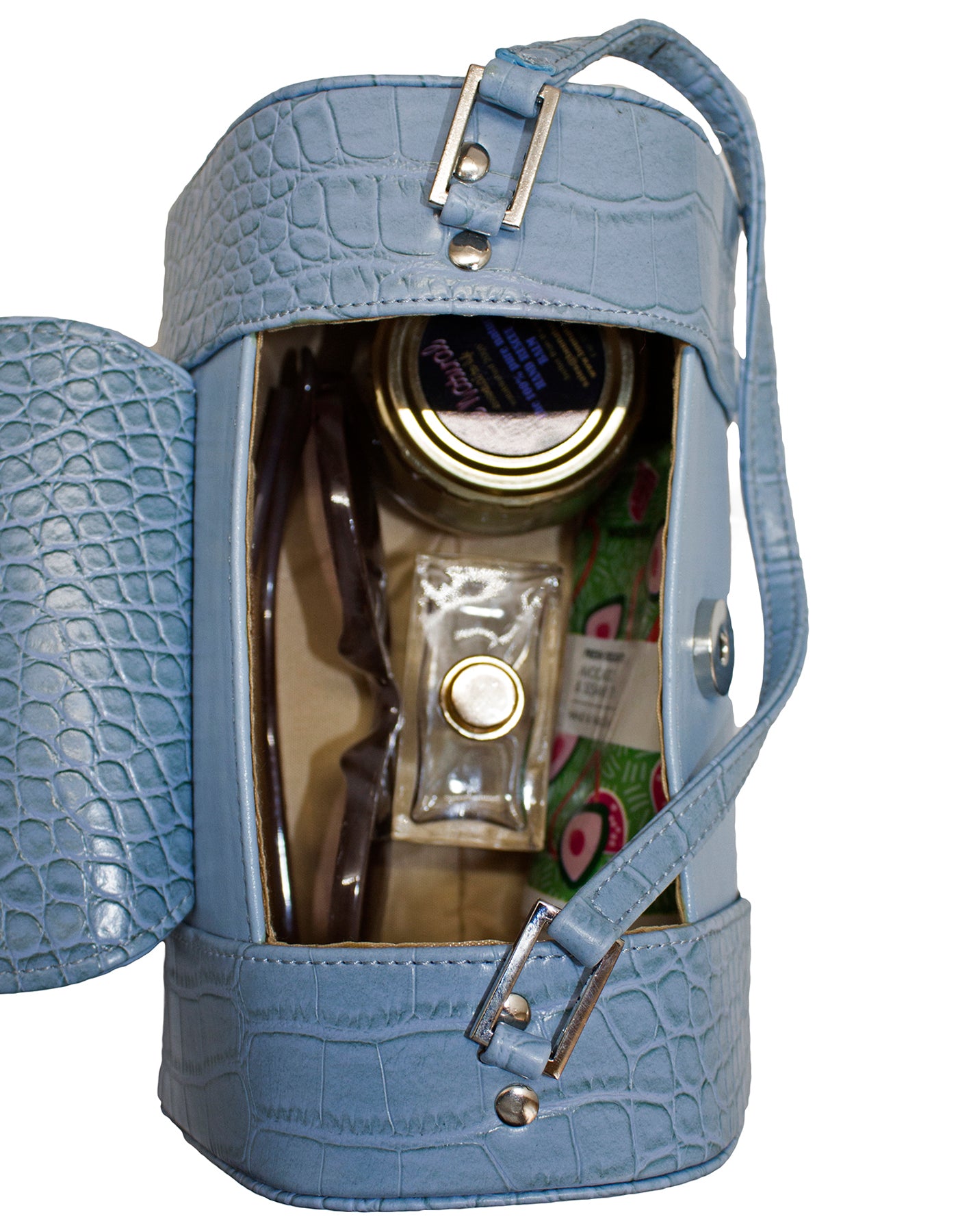 Fino SK-5550 Mini Faux Leather Crocodile Skin Print Vanity case gift set Bag- Set of 3