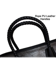 Fino SK-6115 2 In 1 Maxi Faux Leather Tote Bag- Black