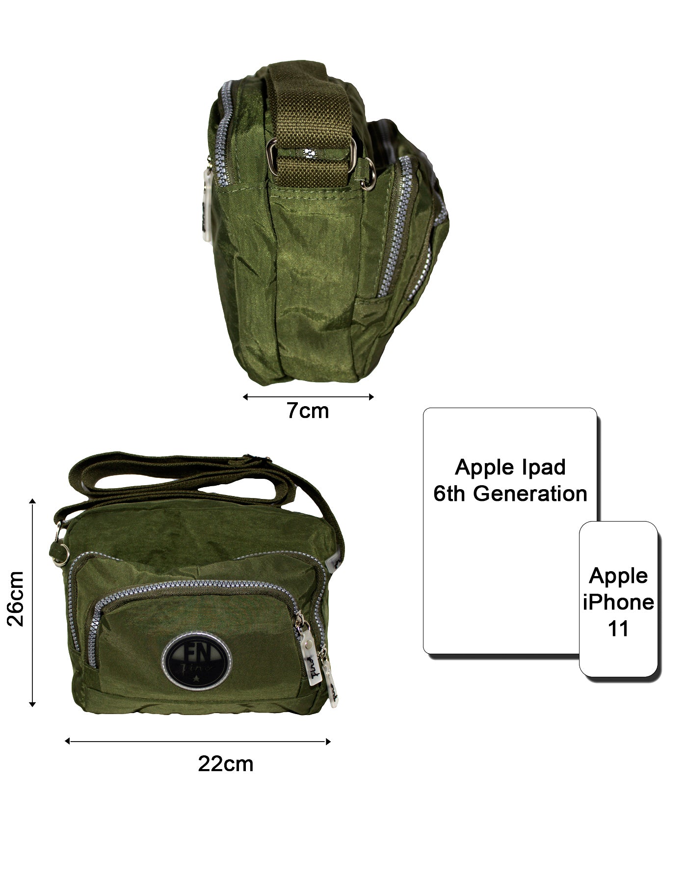 Fino SK-7732 Waterproof Ultra-Light Crinkle Nylon Crossbody Bag