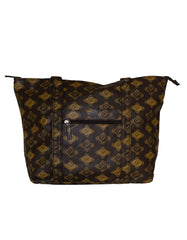 Fino SK-7744 Designer Print Faux Leather Shoulder Bag- Brown