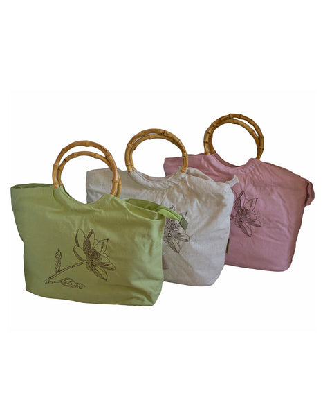 Fino SK-8867 Linen Bamboo Handle Bags- Set of 3