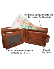 Fino SK-BD1601 Genuine Leather Top Grain Italian Wallet with Box - Brown