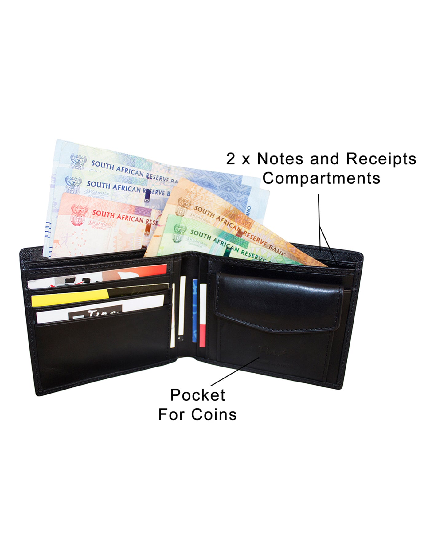 Fino SK-BD1603 Italian Top Grain Genuine Leather Wallet wih Box -Black