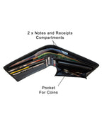 Fino SK-BD1603 Italian Top Grain Genuine Leather Wallet wih Box -Black