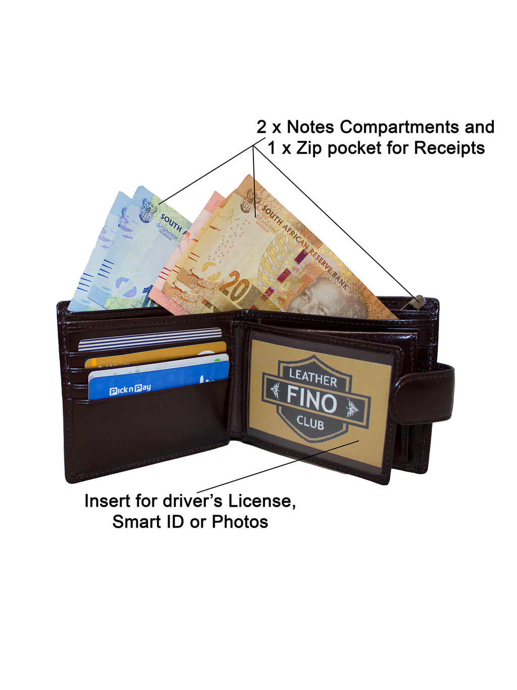 Fino SK-BD1606 Italian Top Grain Bi-fold Vintage Leather Wallet with Box