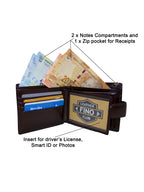 Fino SK-BD1606 Italian Top Grain Bi-fold Vintage Leather Wallet with Box