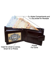 Fino SK-BD1606 Italian Top Grain Bi-fold Vintage Leather Wallet with Box
