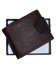 Luvsa SK-CH042 Full Grain Genuine Leather Men’s Classic Wallet with Box- Coffee