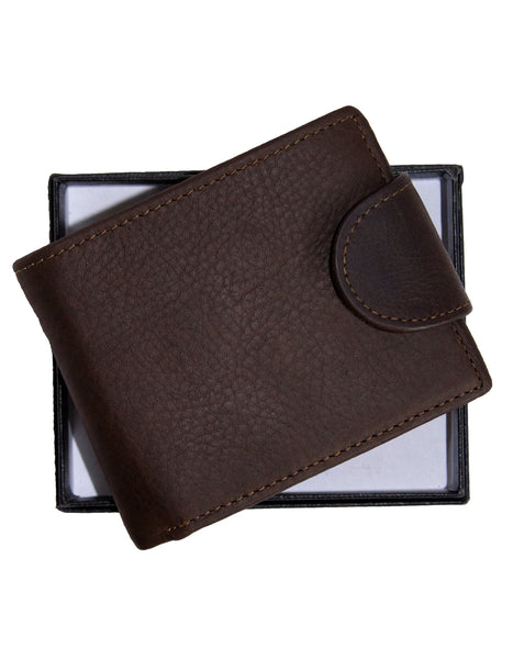 Luvsa SK-CH045 Full Grain Genuine Leather Men’s Bifold Wallet with Box- Coffee