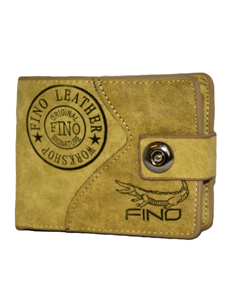 Fino SK-LS083 Faux Leather Vintage Faux Leather Bifold Wallet - Yellow