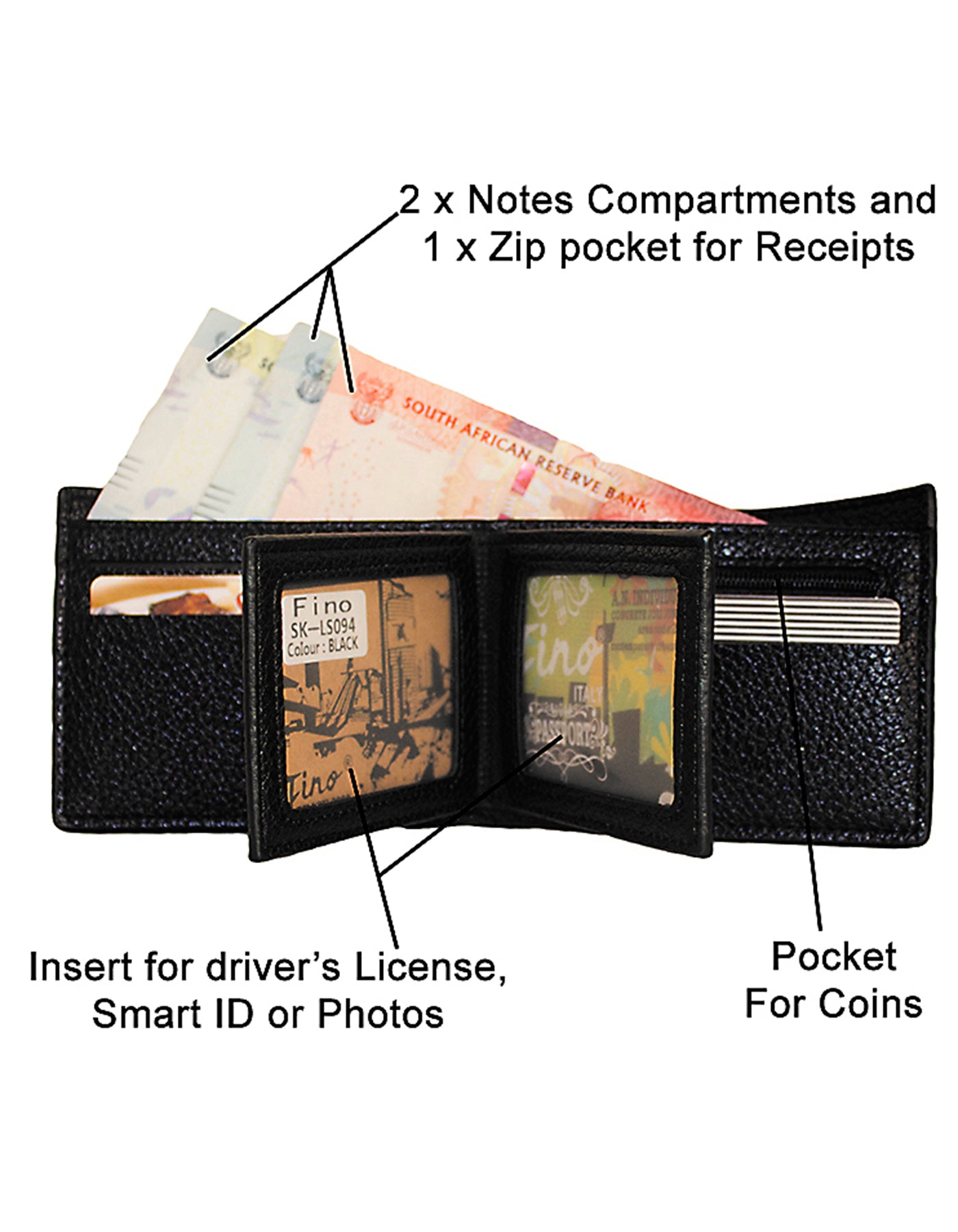 Fino SK-LS094 Faux Leather Slim Bifold Wallet with Gift Box