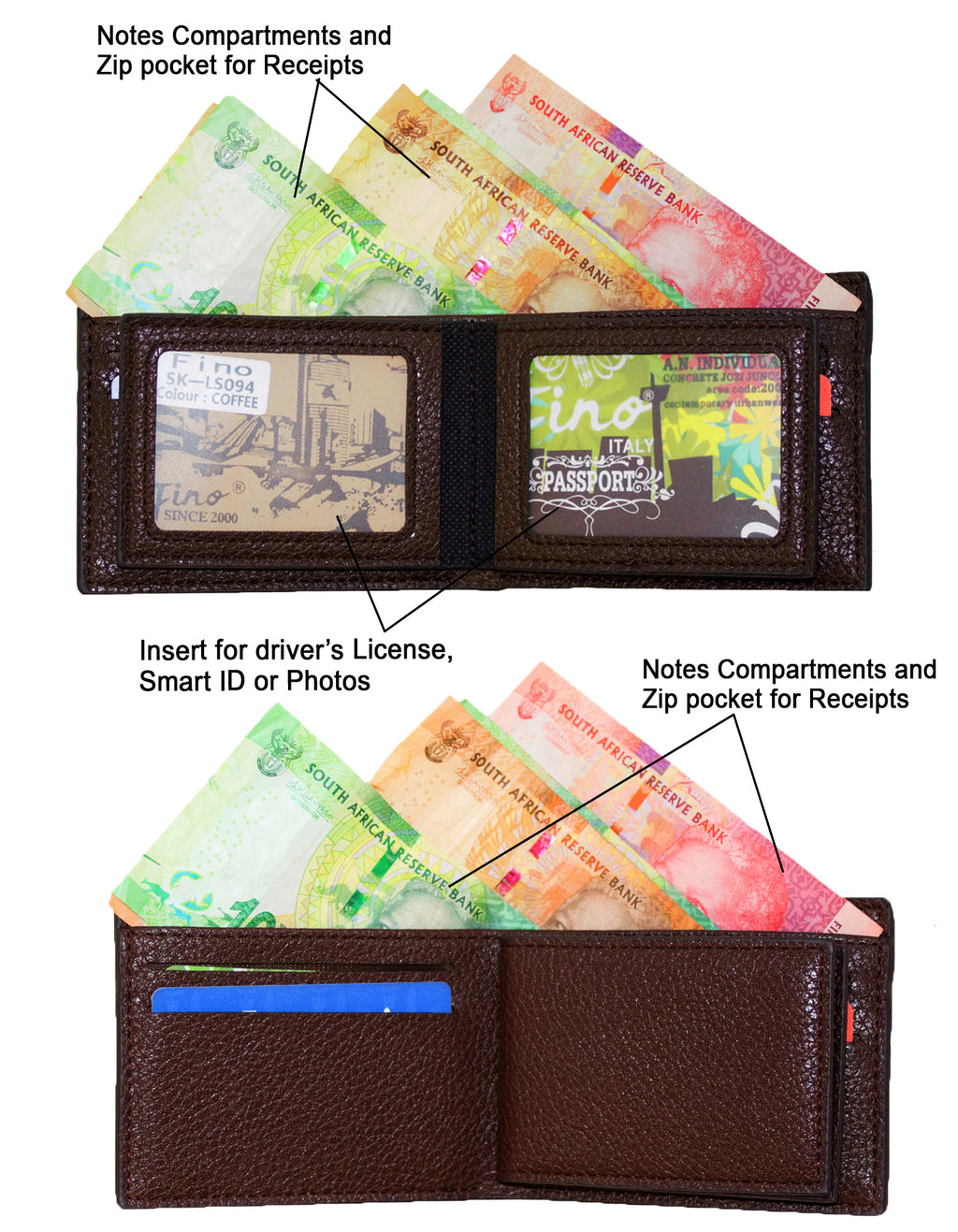 Fino SK-LS094 Faux Leather Slim Bifold Wallet with Gift Box