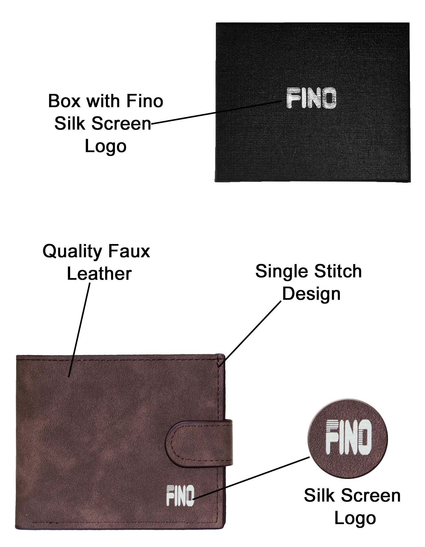 Fino SK-LS096 Faux Leather Washed Design Wallet with Box