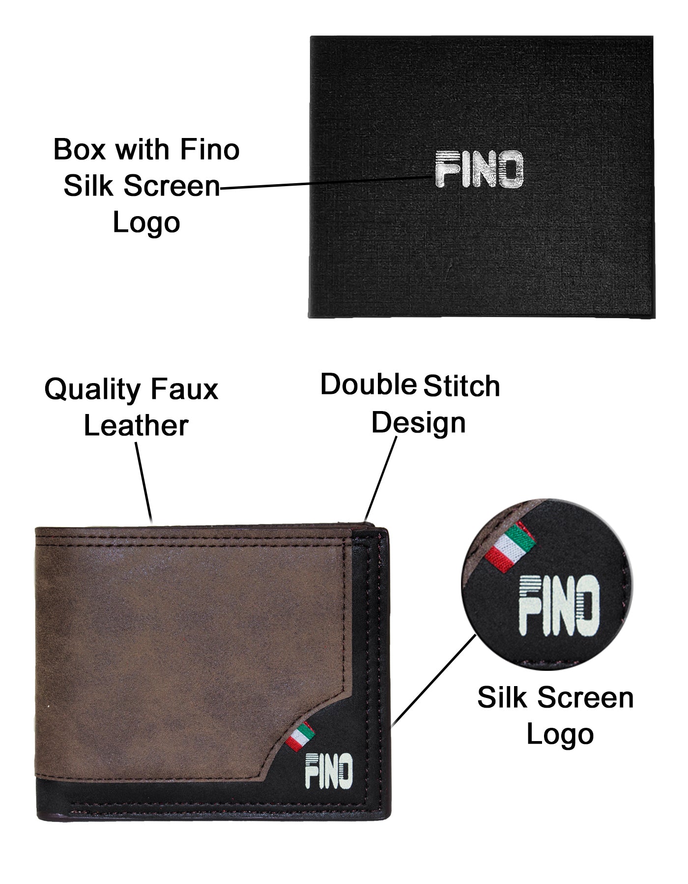 Fino SK-LS099 Faux Leather Italy Logo & Layer Design Wallet with Box