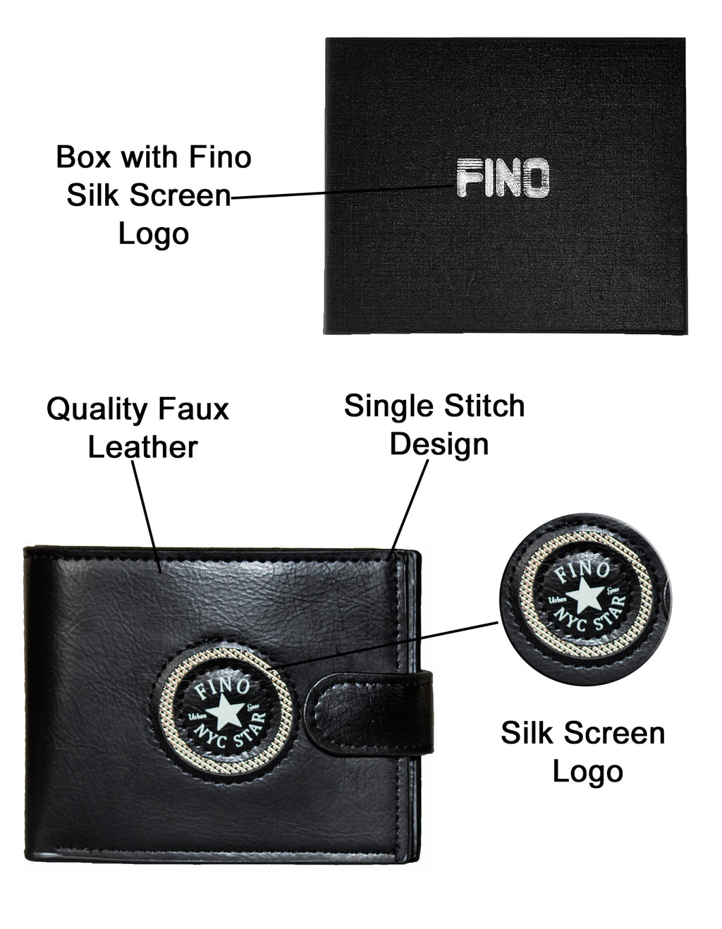 Fino SK-LS100 Faux Leather Circle Print Design Wallet with Box