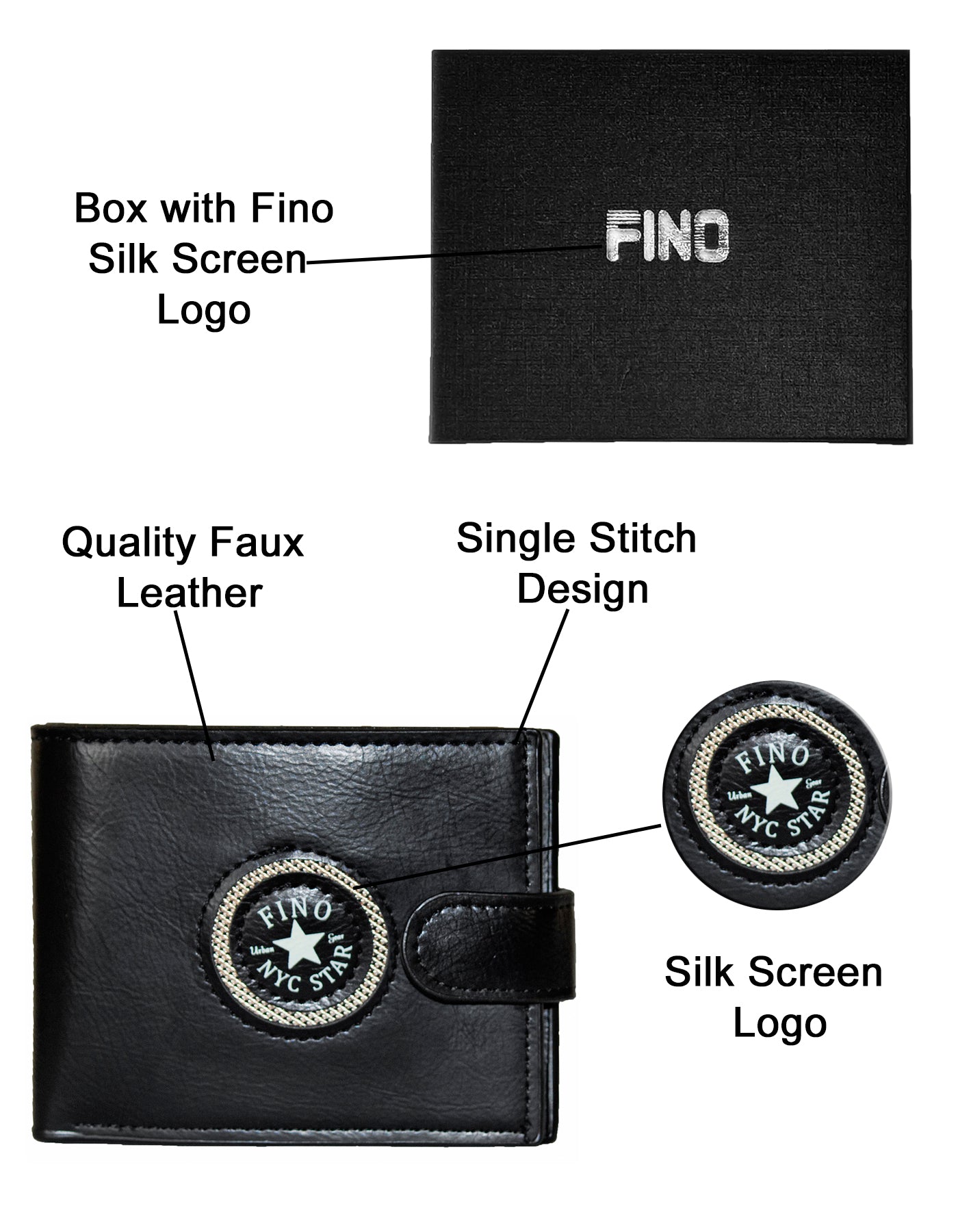 Fino SK-LS100 Faux Leather Circle Print Design Wallet with Box