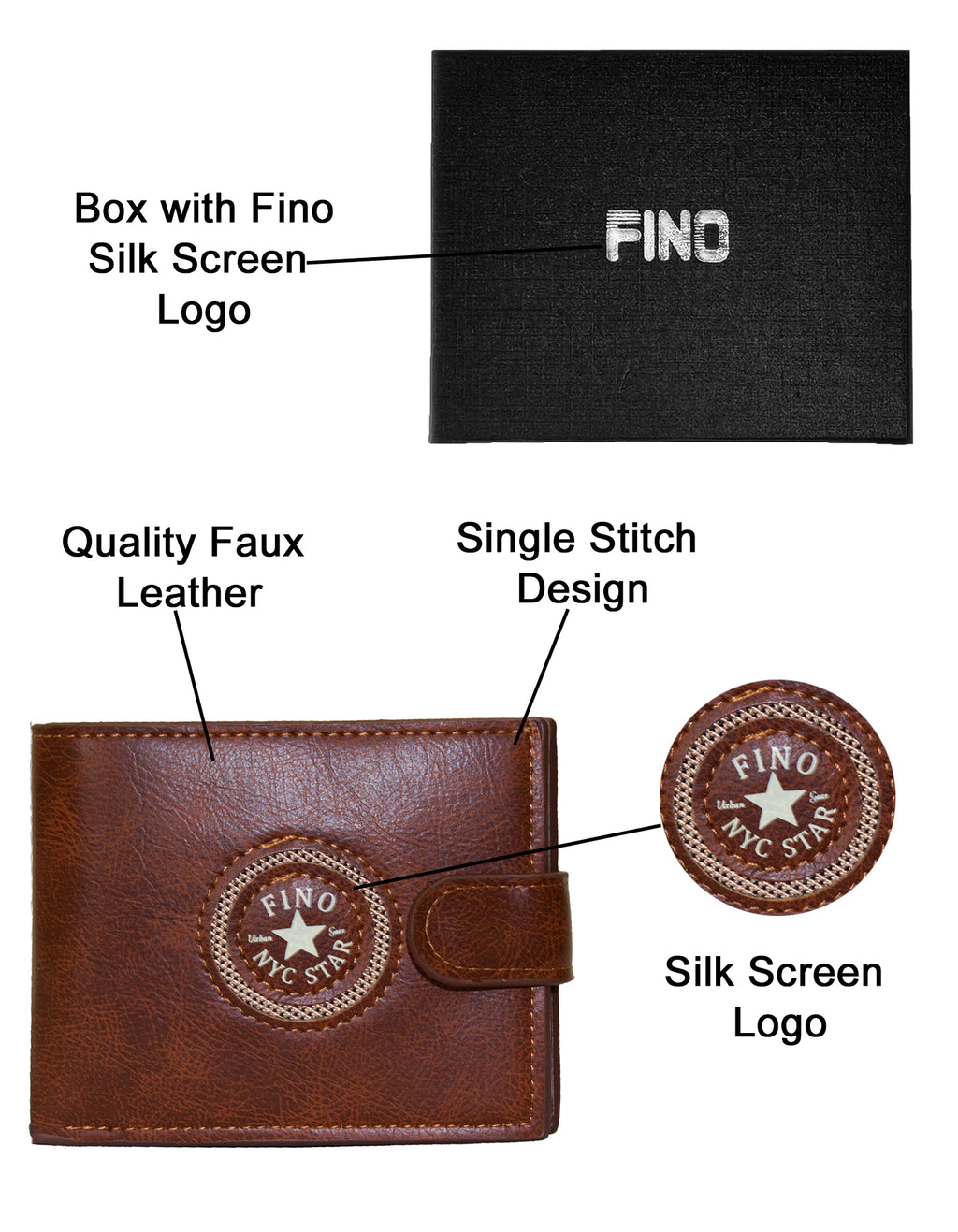 Fino SK-LS100 Faux Leather Circle Print Design Wallet with Box