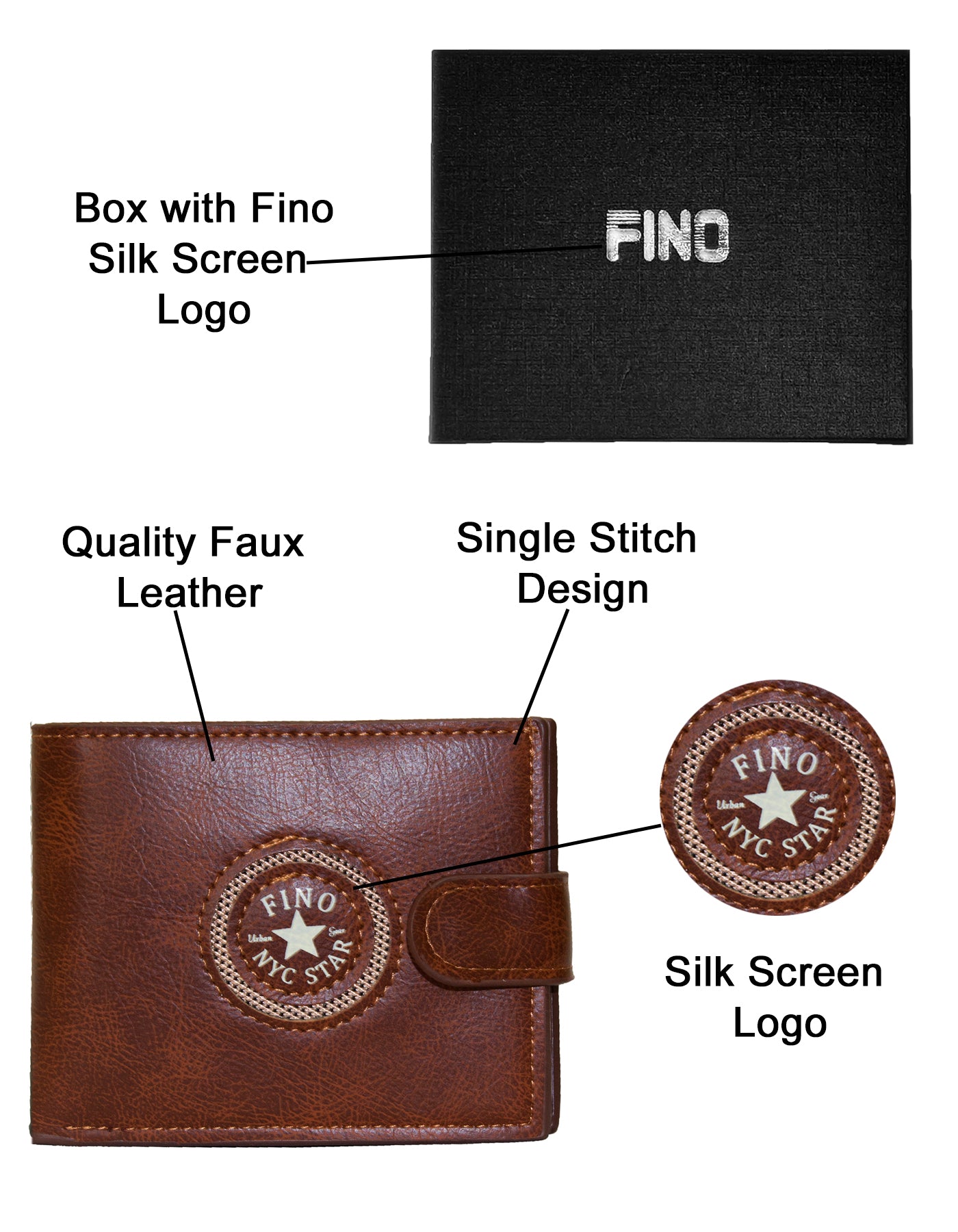 Fino SK-LS100 Faux Leather Circle Print Design Wallet with Box