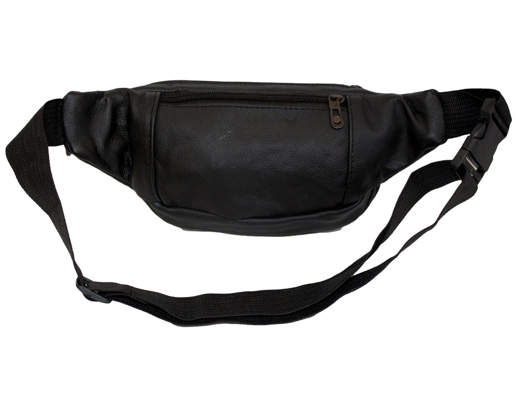Fino SK-MB2015 Unisex Genuine Leather Chest & Waist Moon Bag - Black