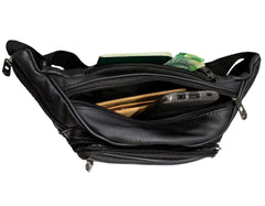 Fino SK-MB2015 Unisex Genuine Leather Chest & Waist Moon Bag - Black