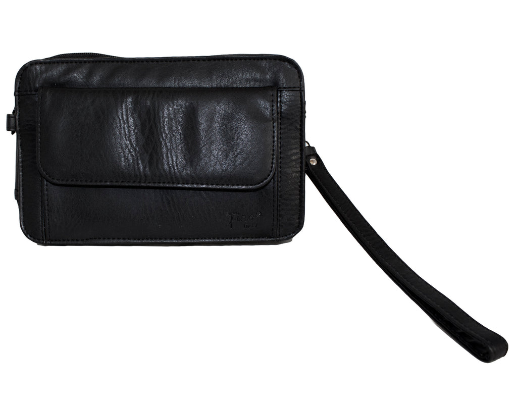 FinoSK-P401 Faux Leather Unisex Multi Purpose Organizer Bag - Black