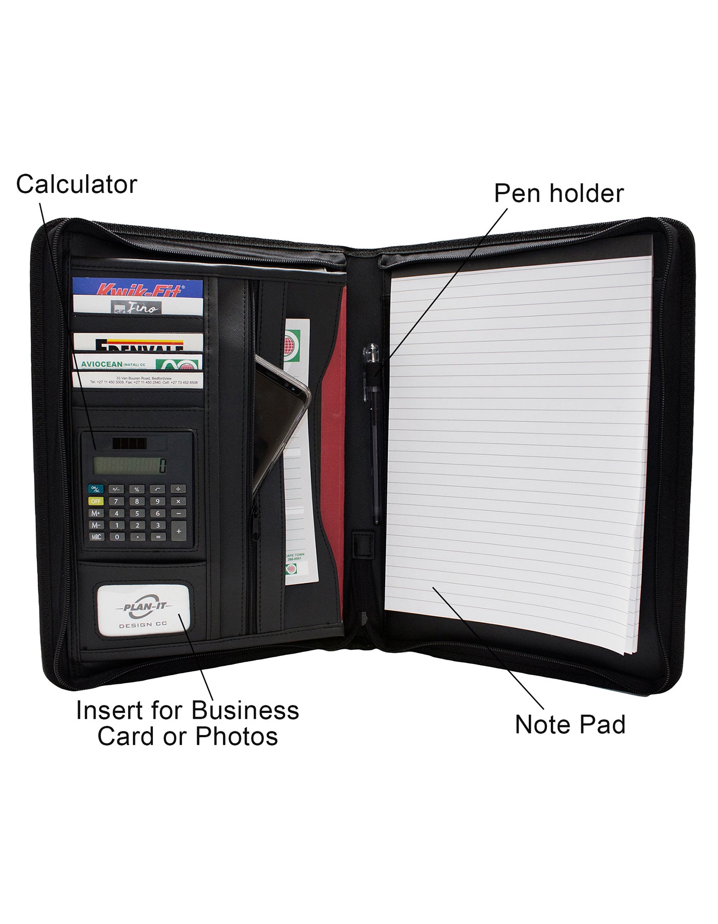 Fino SK-PF005 Faux Leather Business Folder/Organiser/Portfolio - Black