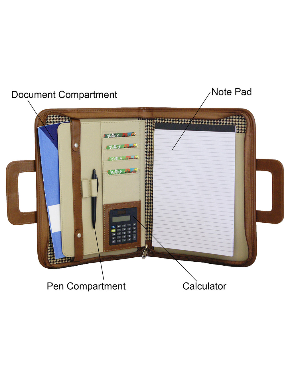 Fino SK-PF011 Faux Leather Business Folder/Organiser/Portfolio - Brown