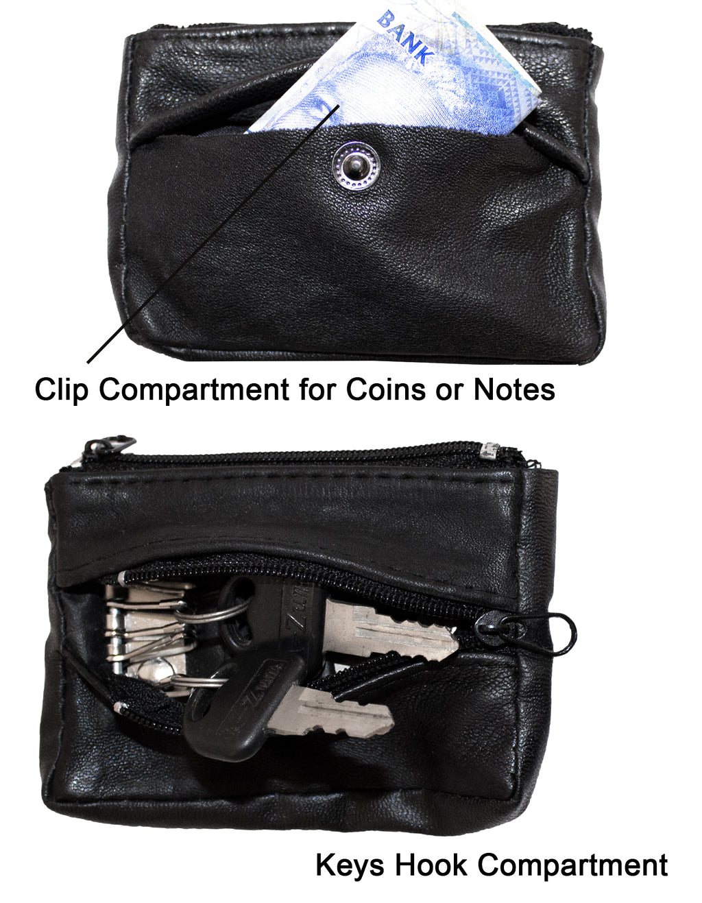Fino SK-608 Soft Sheep Skin Leather Coin Purse/Key Ring Holder- Set of 5