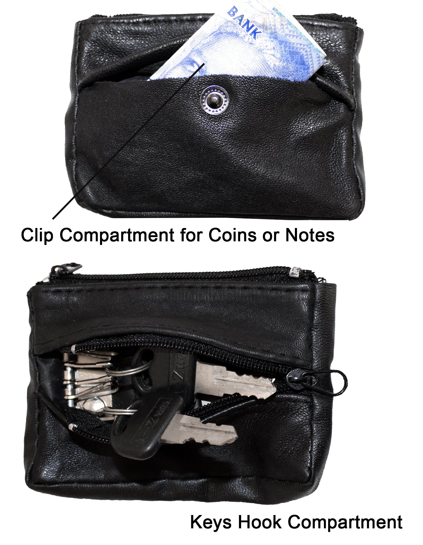 Fino SK-608 Soft Sheep Skin Leather Coin Purse/Key Ring Holder- Set of 5
