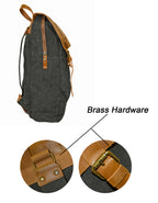 Fino SL-005 Canvas 13" Laptop Backpack with Genuine Leather Flap