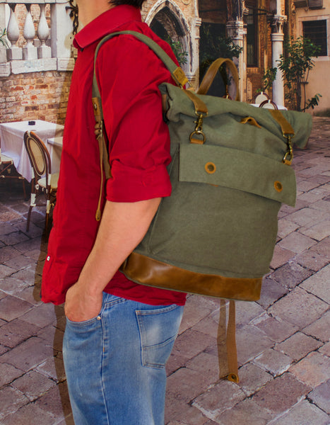 Fino SL-021 Canvas and Genuine Leather 15" Laptop Backpack