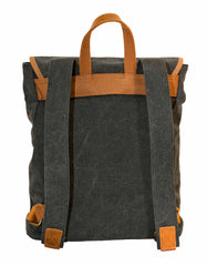 Fino SL-033 Unisex Canvas and Genuine Leather Backpack with Brass Hardware